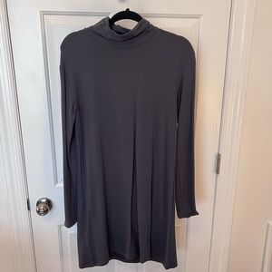LOFT Soft Gray Mock Neck Long Sleeve Swing Dress